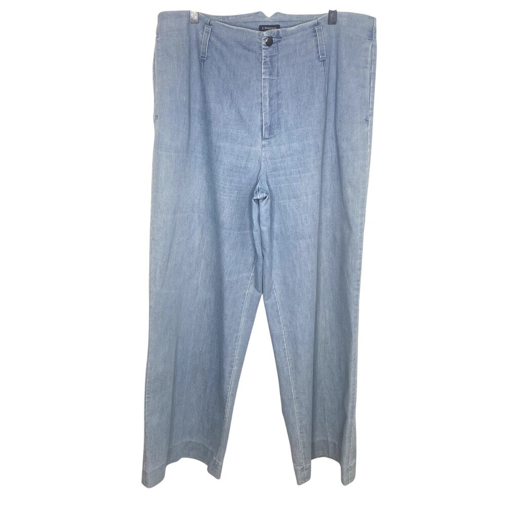 J. Peterman Light Blue Wash High Waist Wide Leg Two Pocket Jeans Size 14